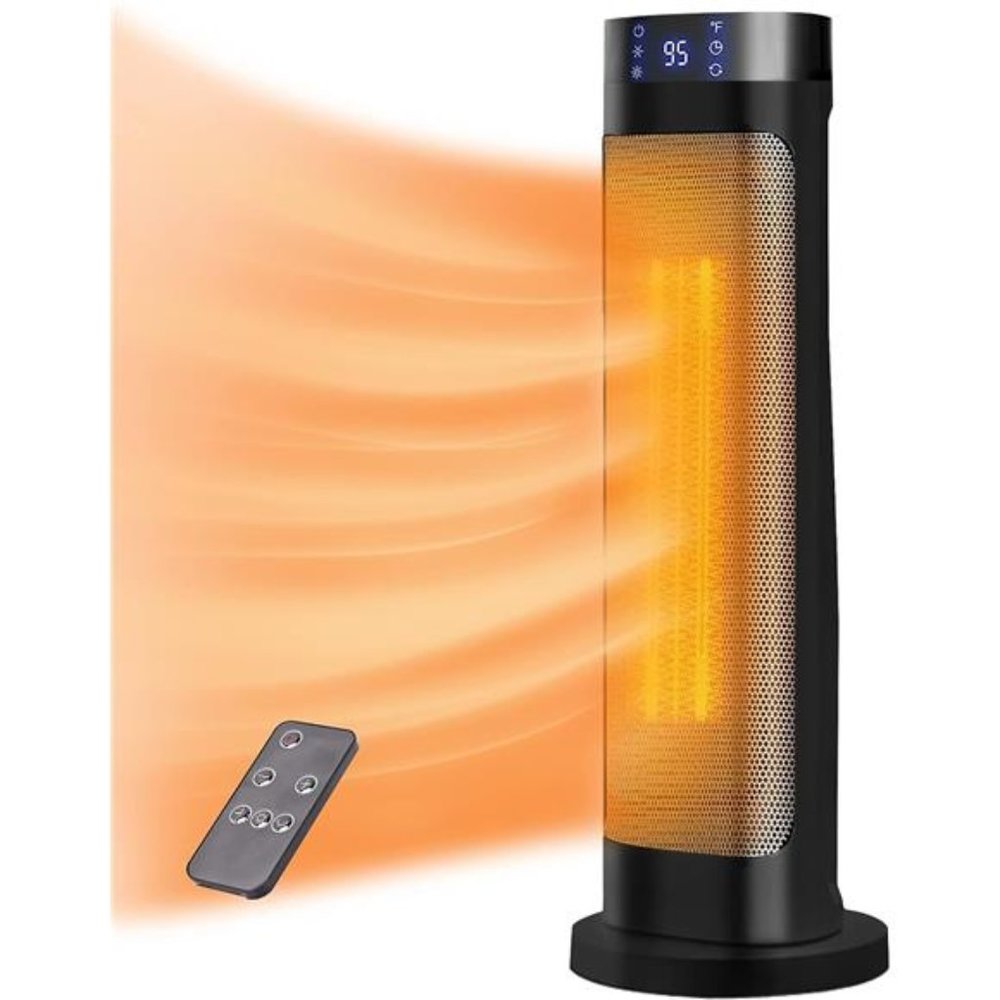 Space Heater, 1500W Fast Heating Ceramic Electric Heaters with Remote, (Black)